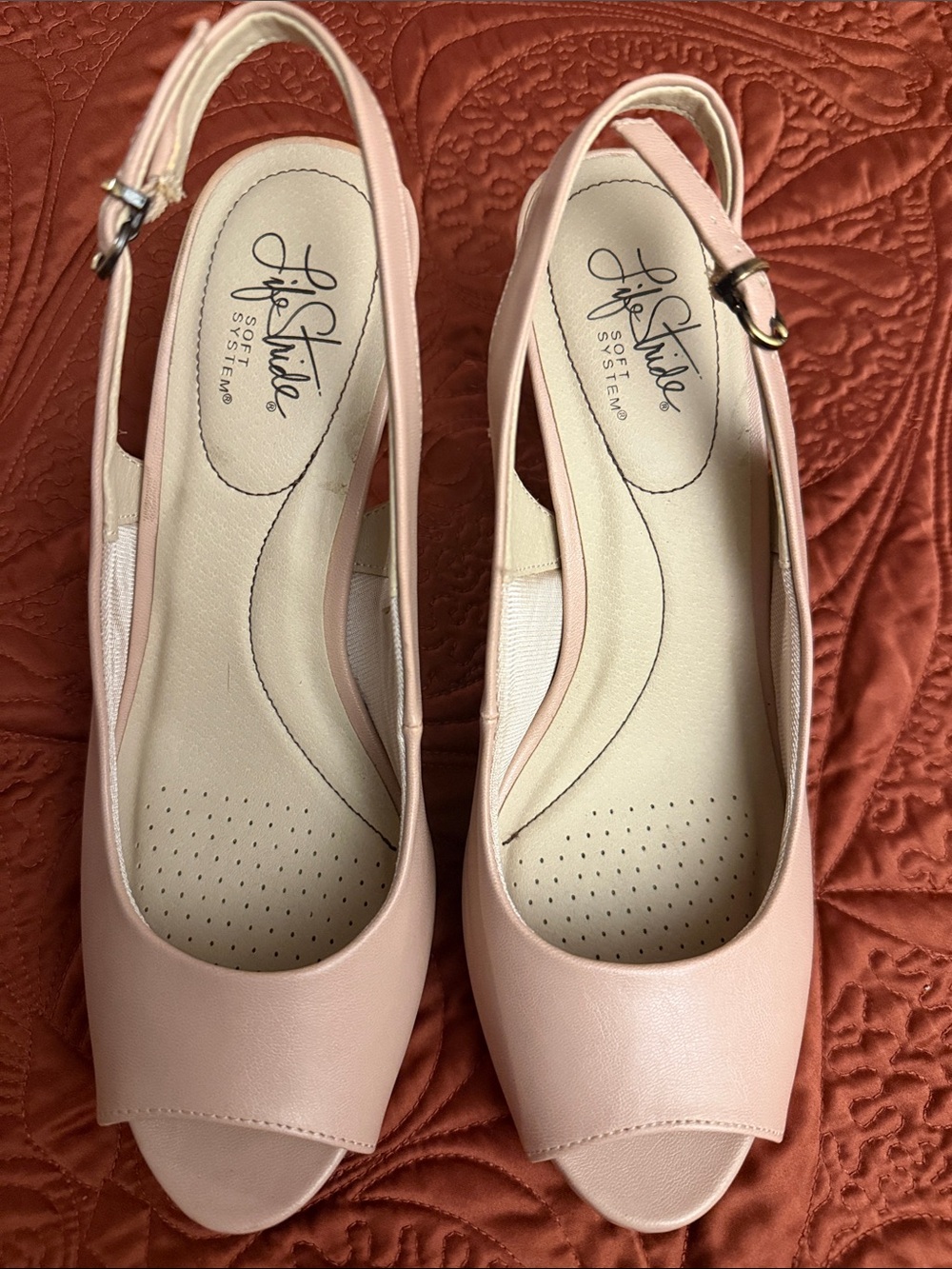 Life Stride Pink Open-Toe Slingback Heels